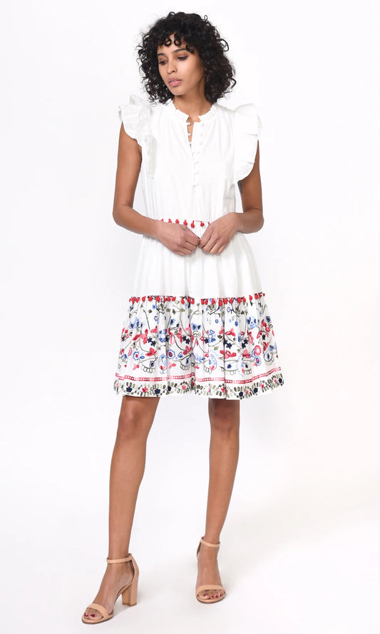 Olivia Embroidered Poplin Tiered Dress